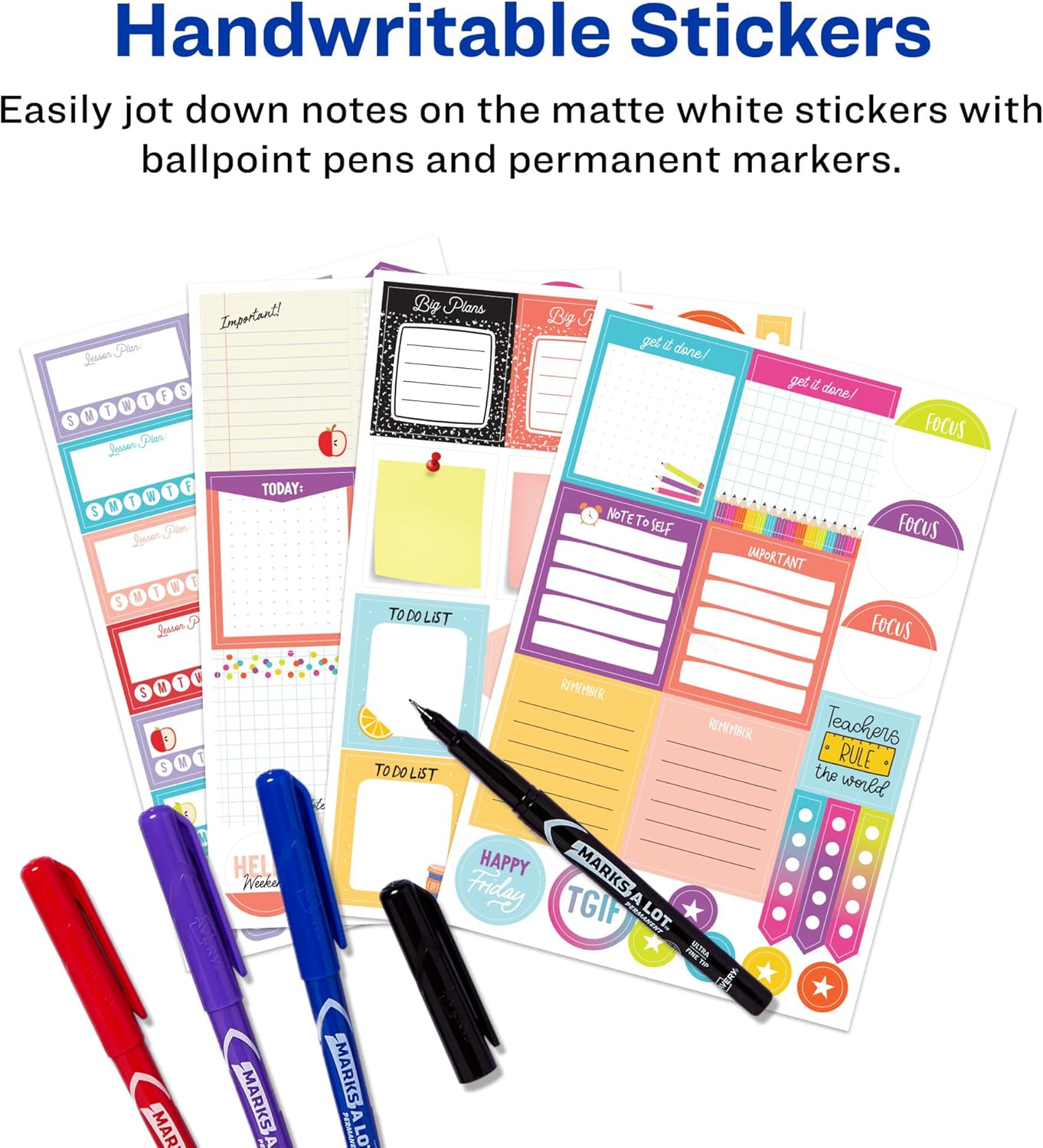 Teacher Planner Stickers Pack - 30 Sticker Sheets, 1,430 Total (Teacher Pack)