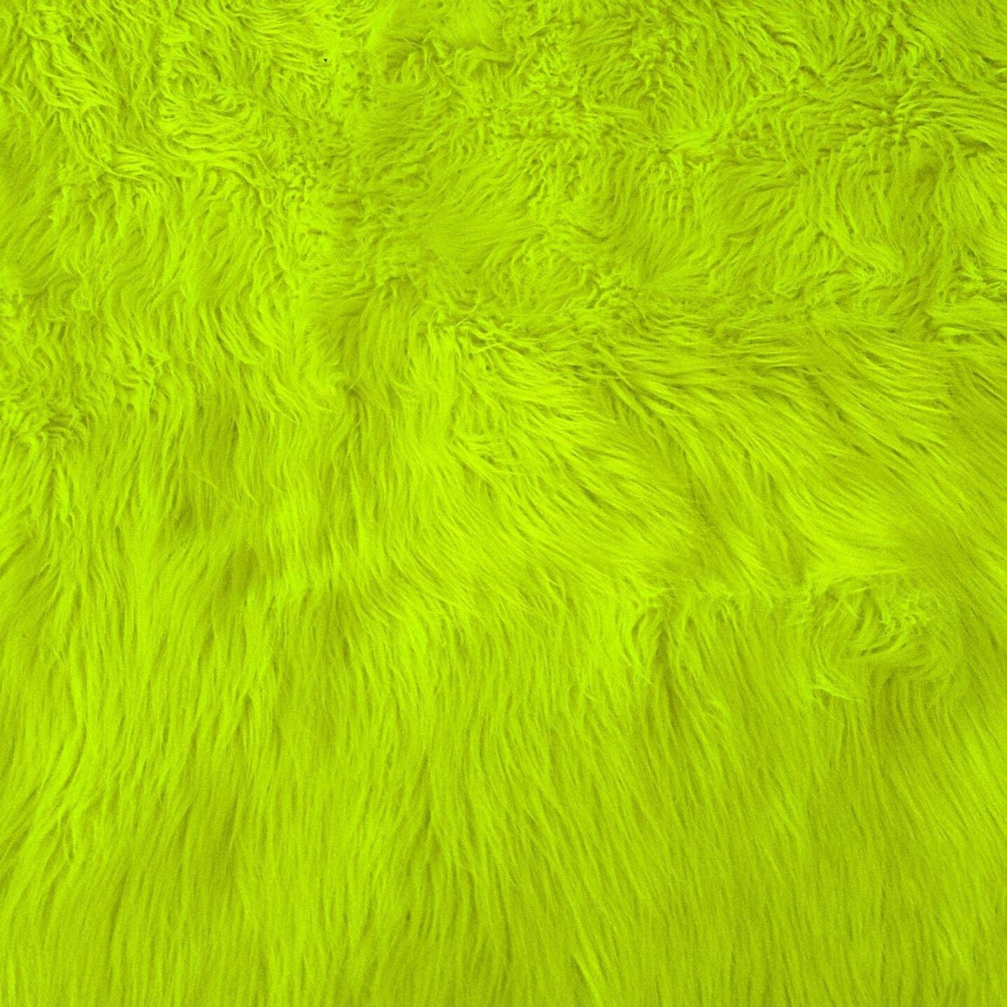 1 Yard Bright Neon Yellow Luxury Faux Fur Fabric Shag Style, 60 Inch Width