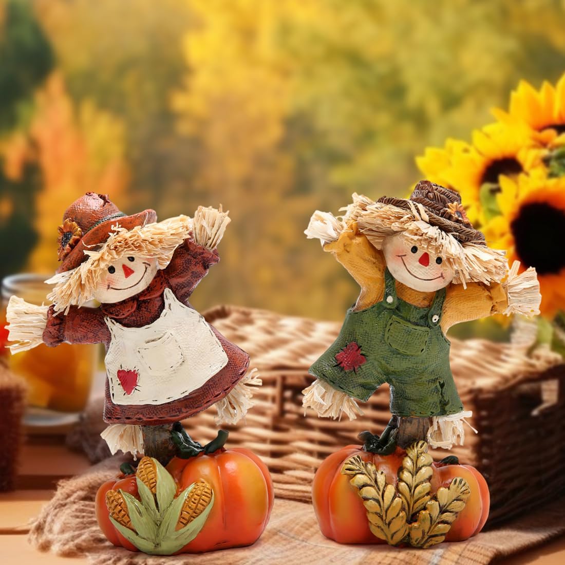 Thanksgiving Pumpkin Scarecrow Figurines