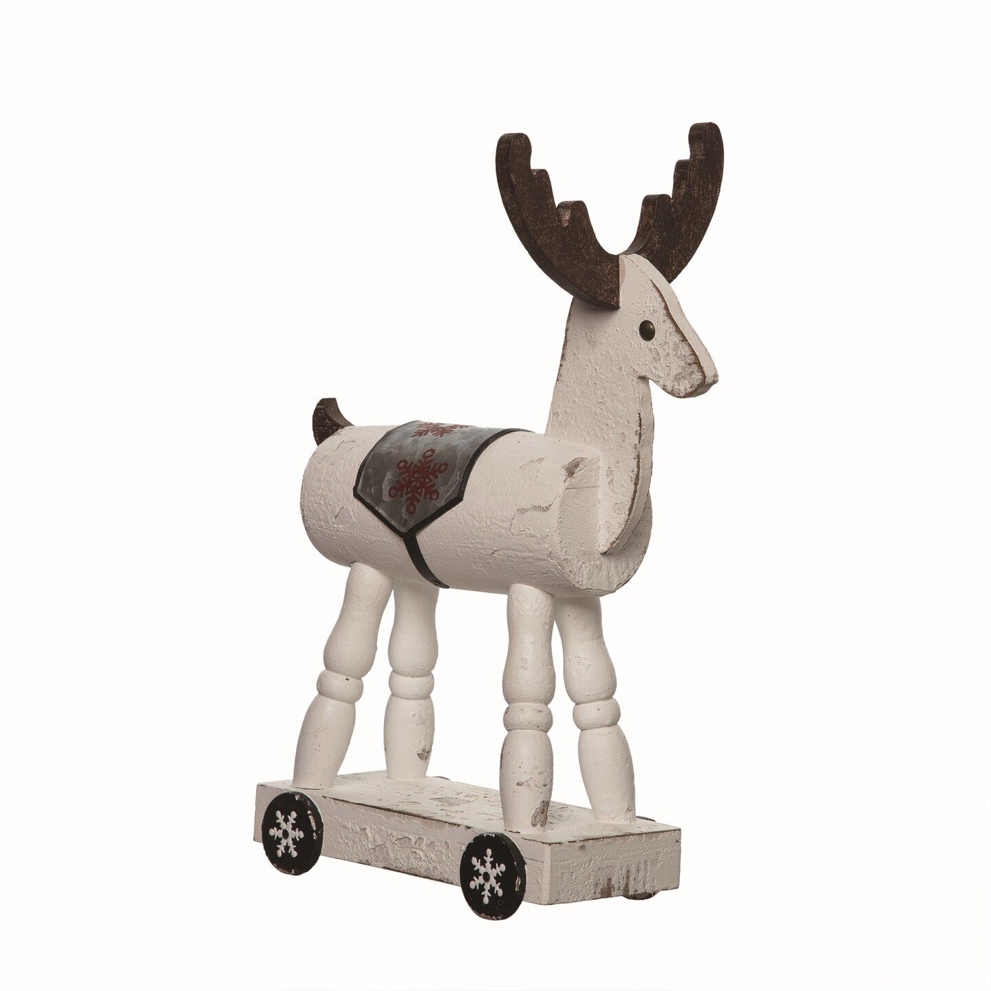 Off-White Rustic Reindeer Decor Wooden Christmas Figurine