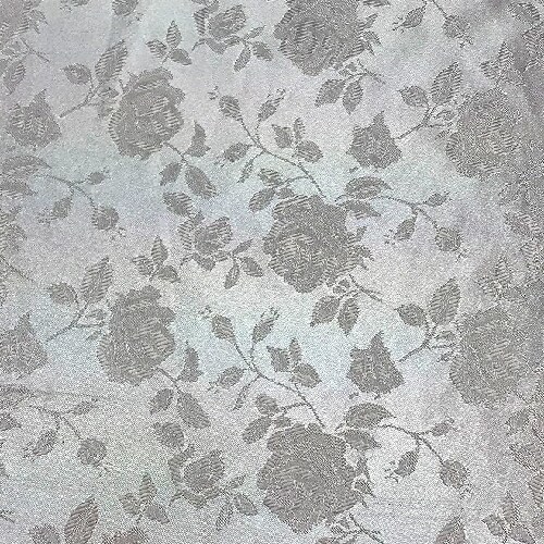 1 Yard Silver Rose Floral Jacquard Satin Fabric, 60/59″ Width, 100% Polyester