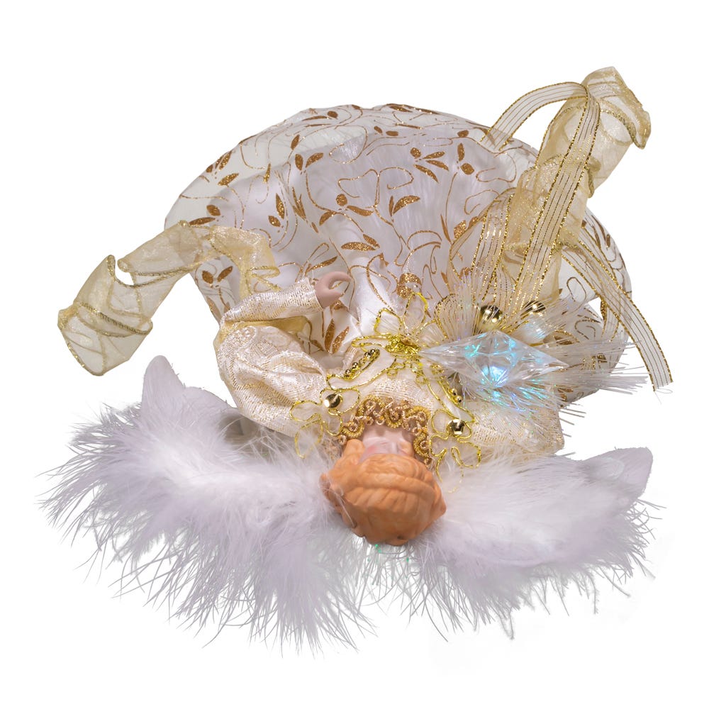 Kurt Adler 12-Inch Battery-Operated Fiber Optic Gold Angel Tree Topper with Color Changing LED Lights