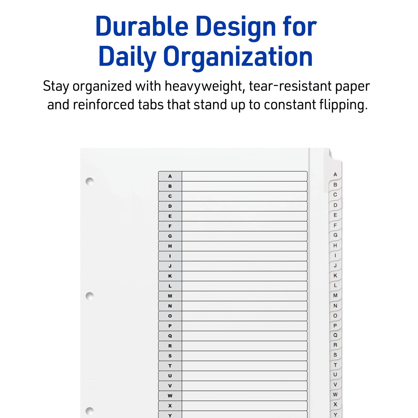 Avery Extra-Wide Dividers for 3 Ring Binders, 26 Tabs per Set, Customizable Table of Contents, Multicolor Tabs, Works Great with Sheet Protectors (11166)