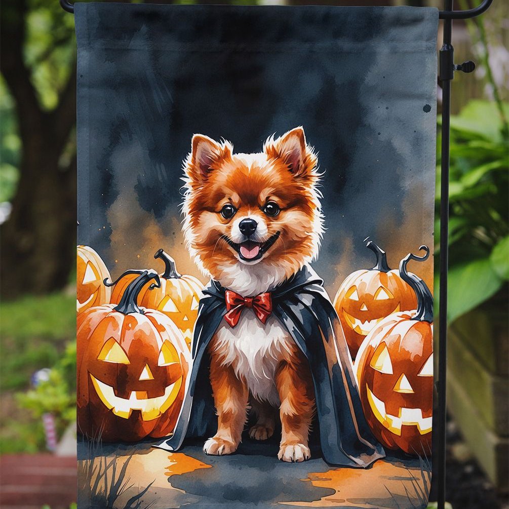 Edge Collections - 11.25&#x22; x 15.5&#x22; - Multicolor - Pomeranian Puppy Halloween Garden - 1 Piece