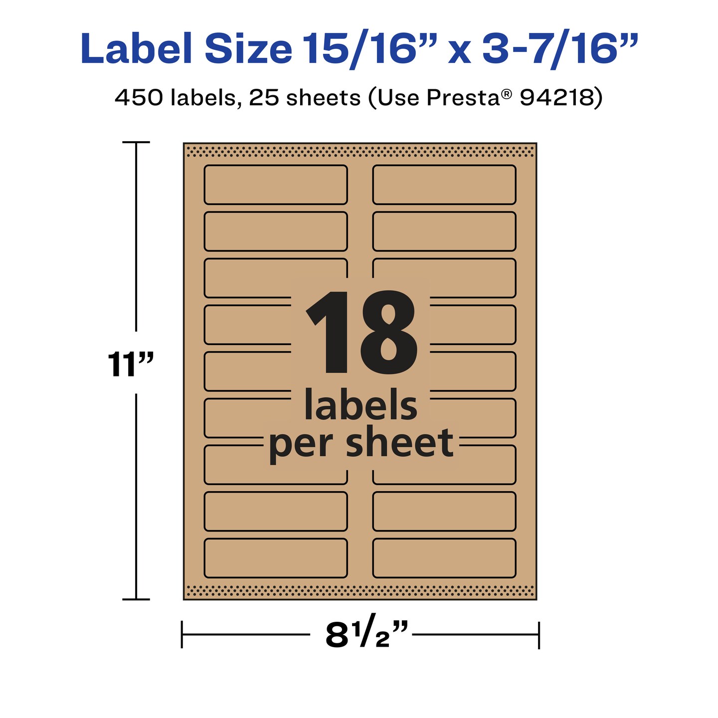 Avery Kraft Brown Rectangle Labels with Sure Feed, 15/16" x 3-7/16"