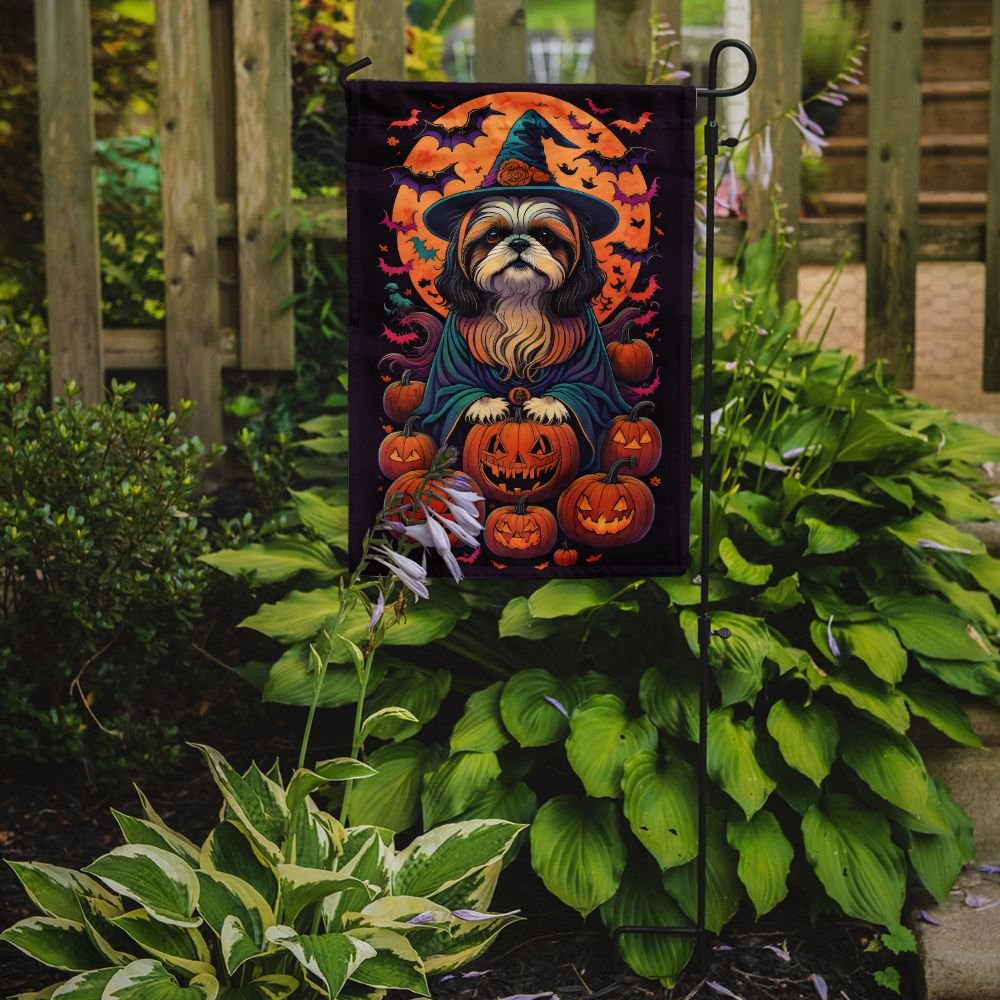Edge Collections - 11 1/4&#x22; X 15 1/2&#x22; - Multicolor - Garden Shih Tzu Witchy Halloween Garden Flag - 1 Piece