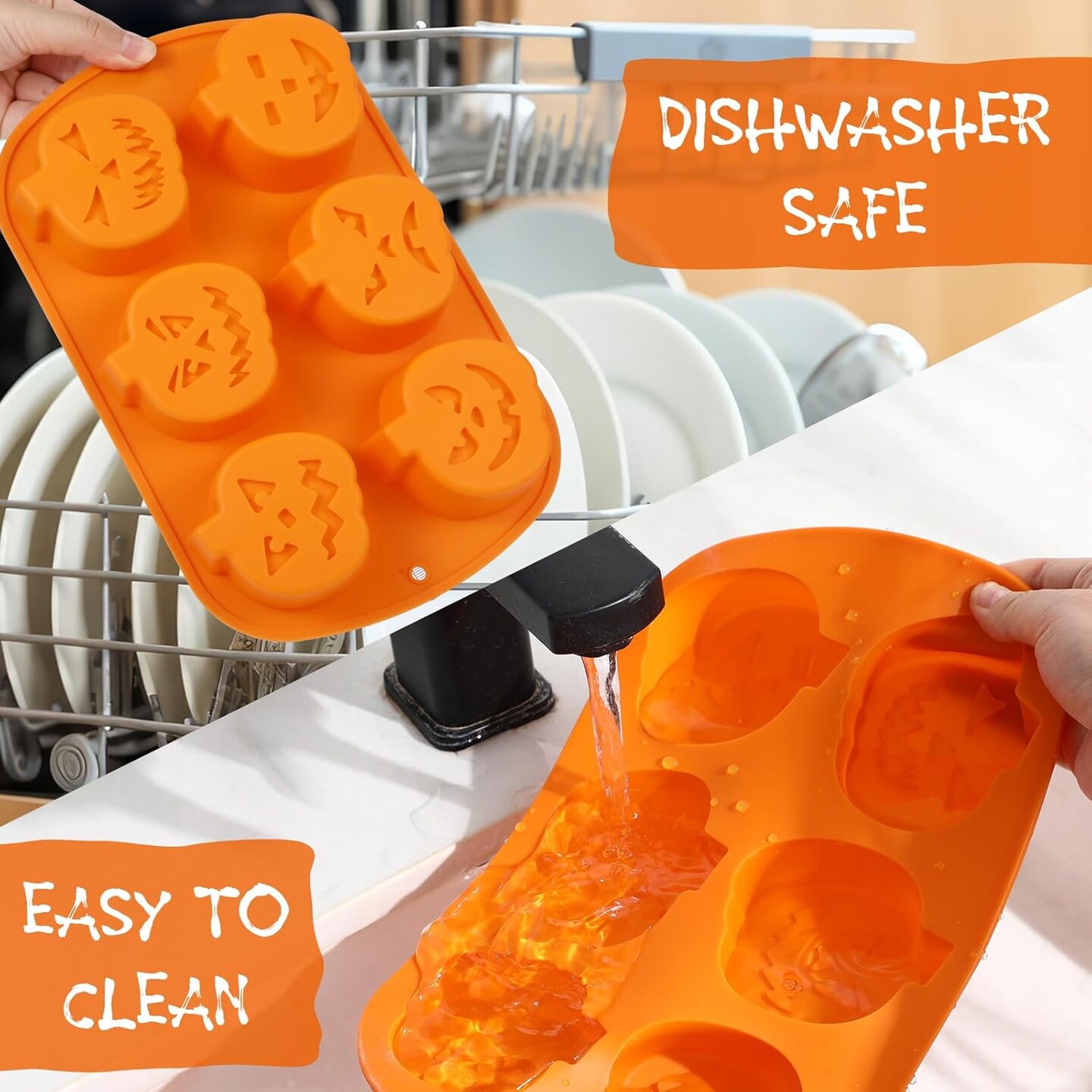 3 Pack Halloween Pumpkin Ice Cube Mold(Orange)9.06 x 3.94 x 0.79 inches