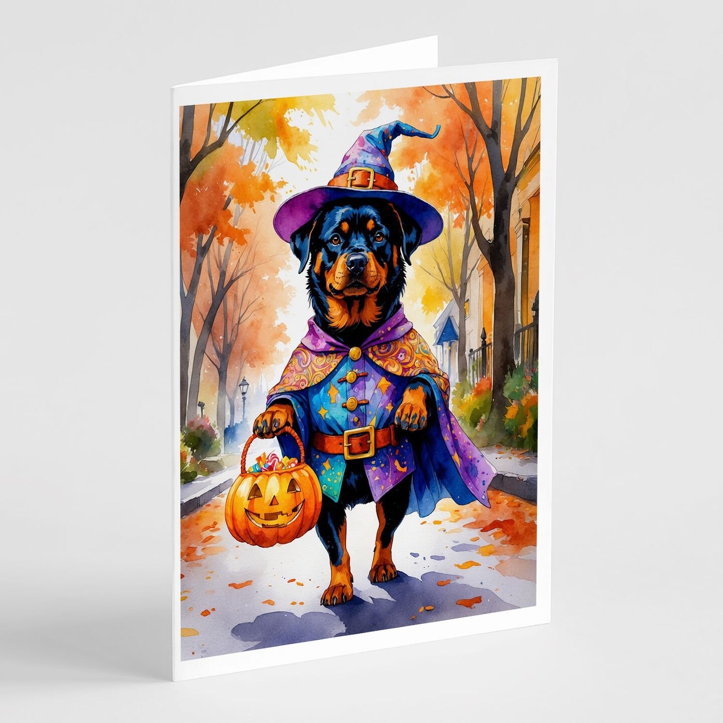 Edge Collections - 5" x 7" - Multicolor - Halloween Rottweiler Greeting Cards - 8 Pieces