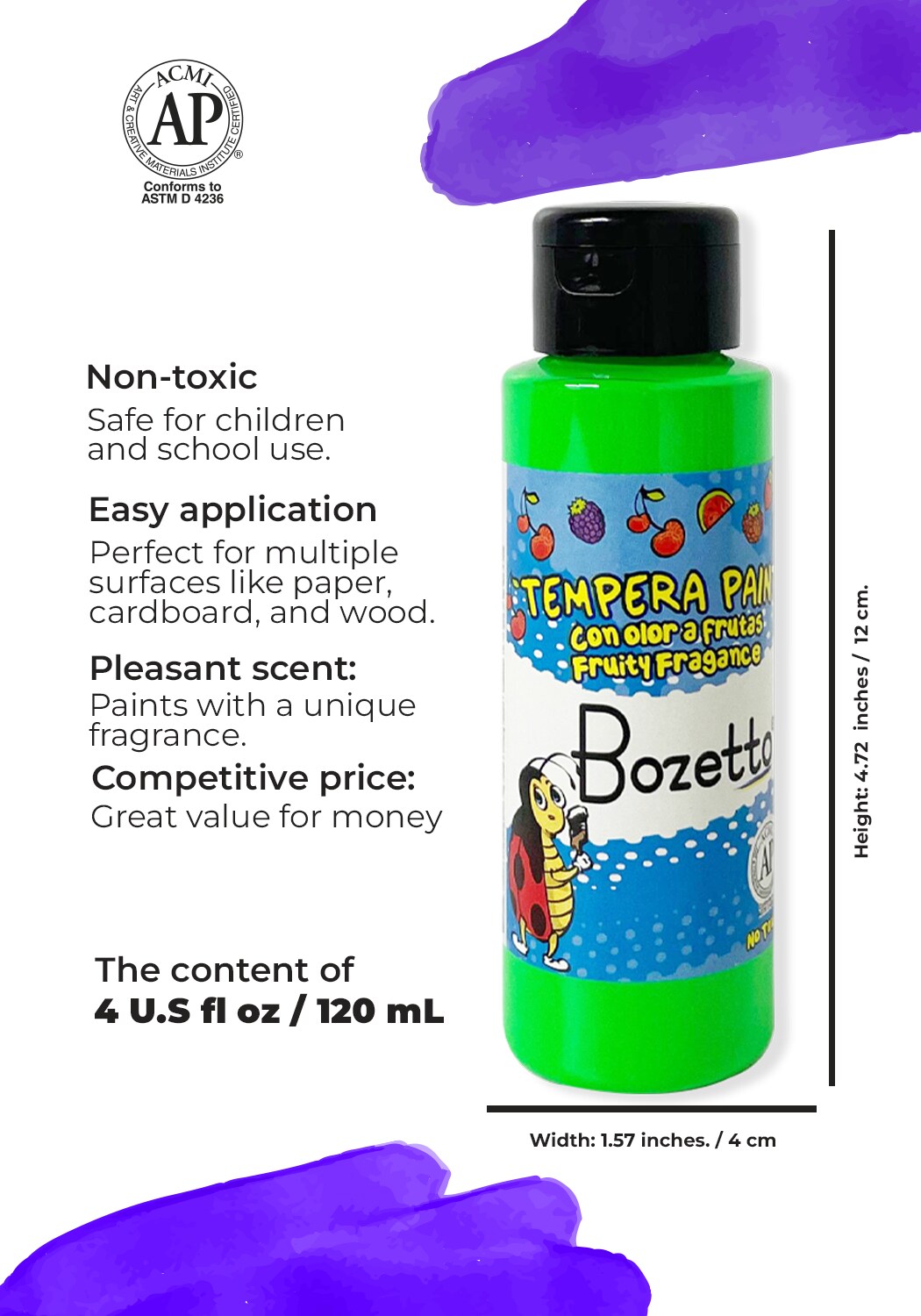 28015 Tempera Paint Fruity Fragrance 4 U.S fl oz / Fluor Green