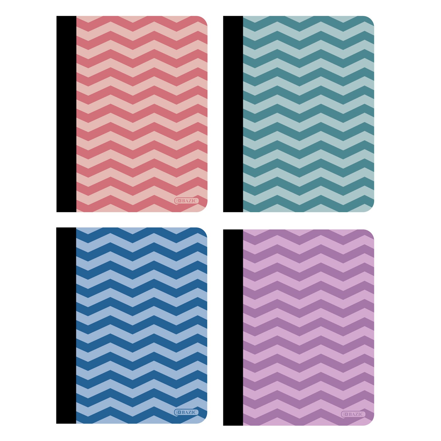 BAZIC College Ruled Chevron Composition Book, 100 Sheets, Sewn-Binding Book