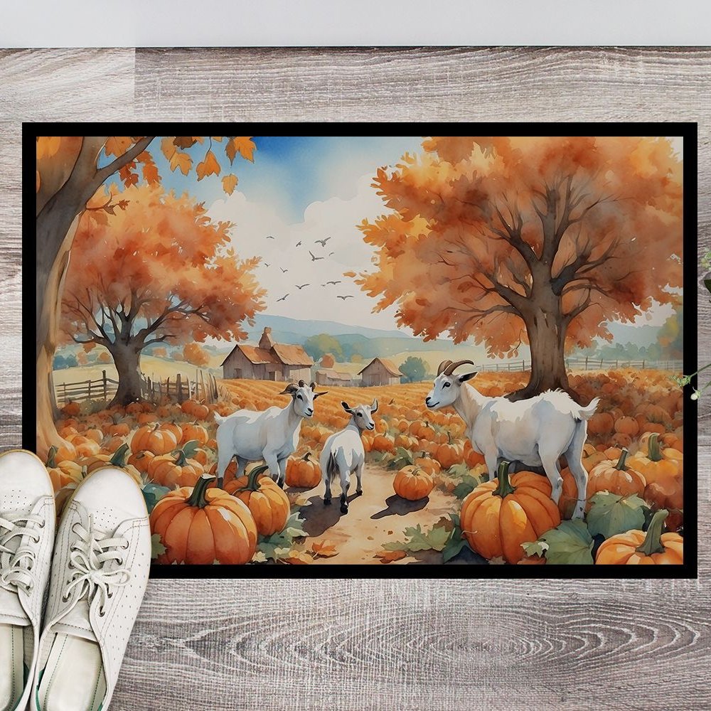 Edge Collections - 24" x 36" - Multicolor - Autumn Goats Doormat Indoor Outdoor Rugs - 1 Piece