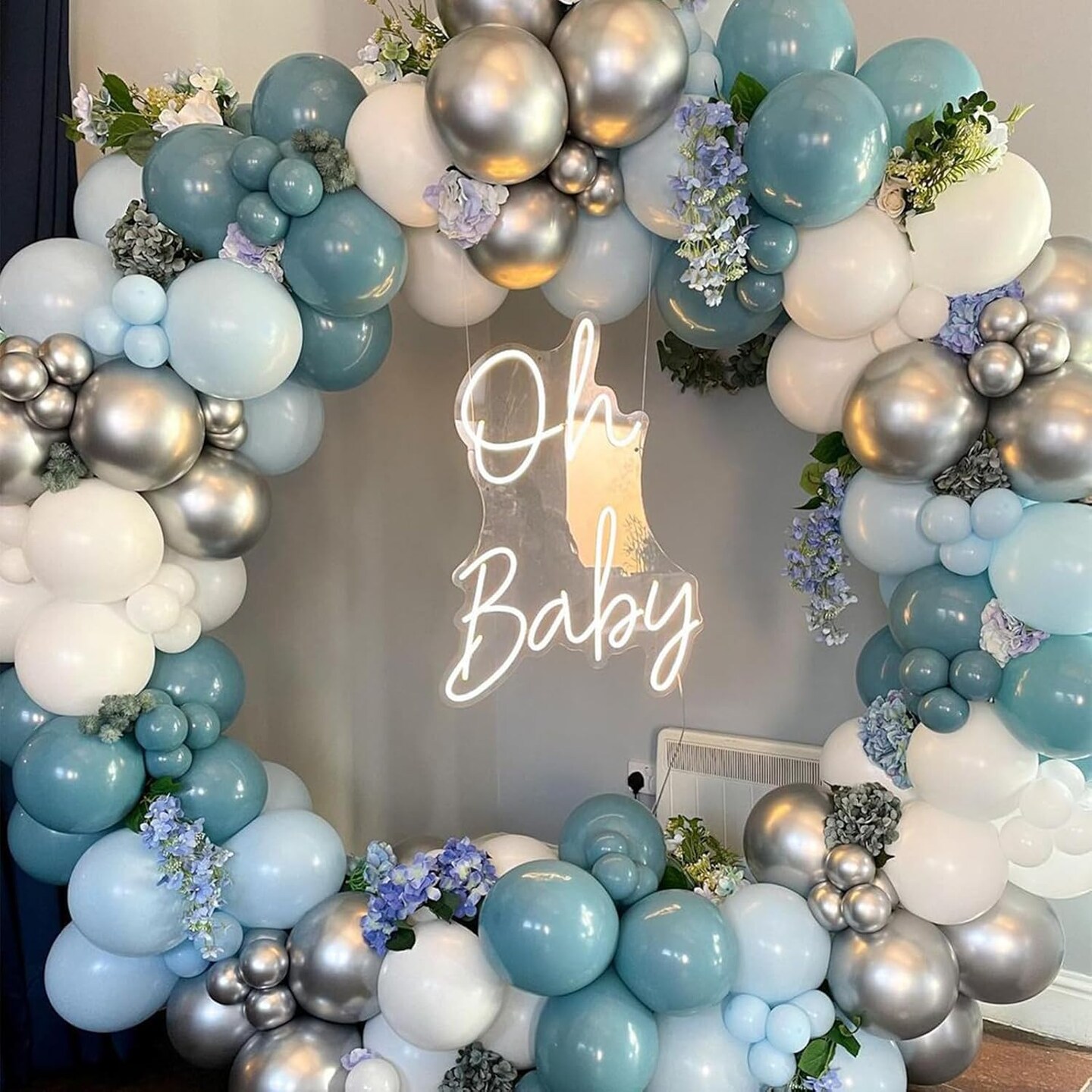 Teal Turquoise Crem Beige Latex Balloon(Dusty Blue White)0.25 x 0.27 x 0.32 inches