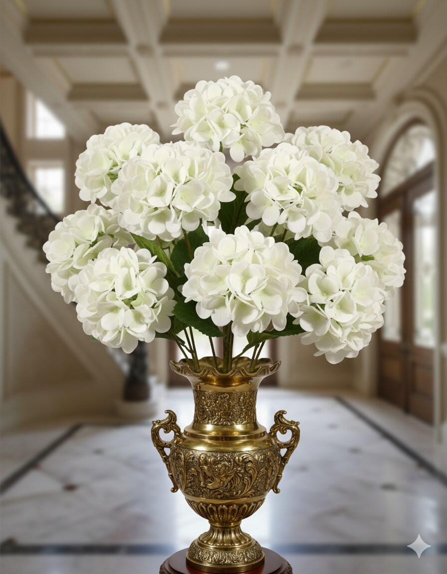18&#x22; Real Touch HYDRANGEA BUSH 5 Head 2 Pack