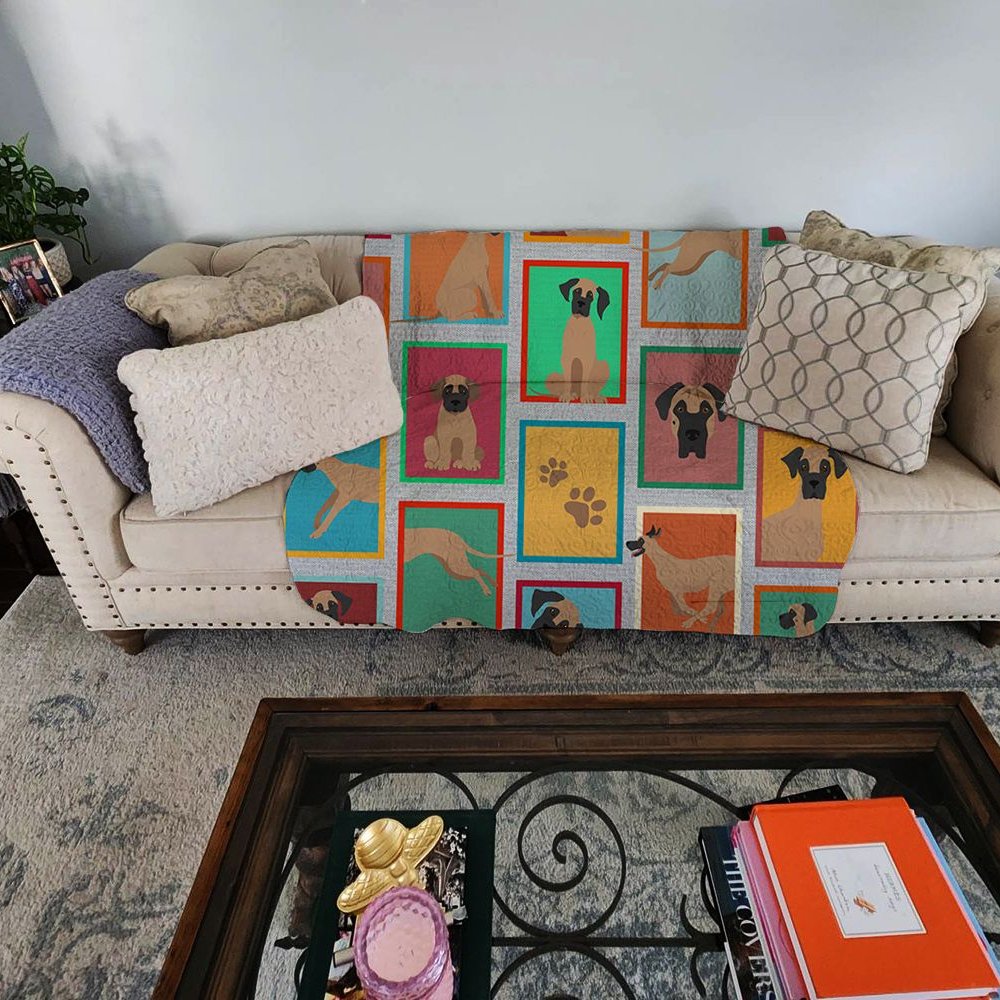 Edge Collections - 50" x 60" - Multicolor - Fawn Great Dane Quilted Blanket Throw - 1 Piece