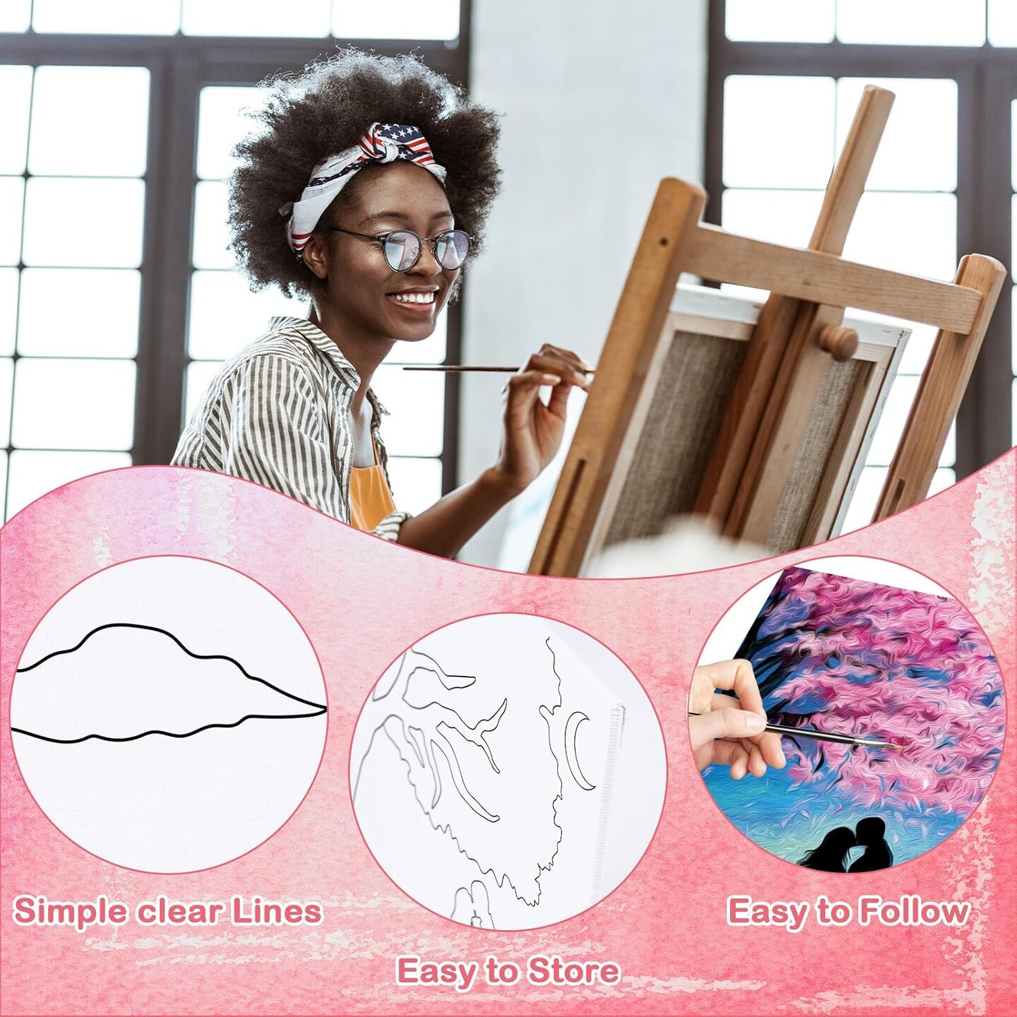 16 Pcs Pre Drawn Canvas for Painting for Adults Sip and Paint Kit Pre Printed Canvas(multicolor)10"L x 8"W