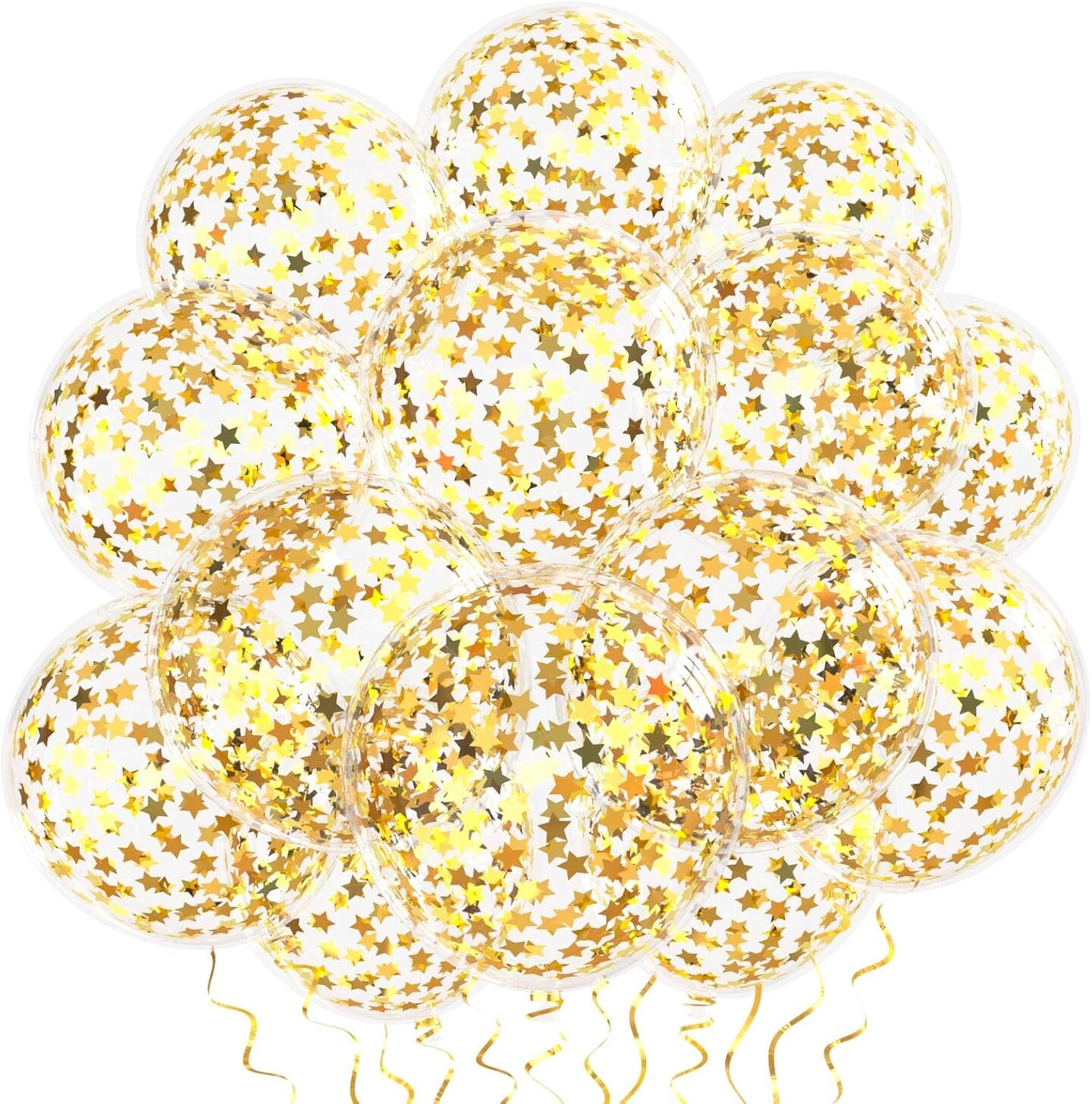 12 Inch Clear Latex Balloon with Confetti Inside(Gold Star Confetti Balloons)