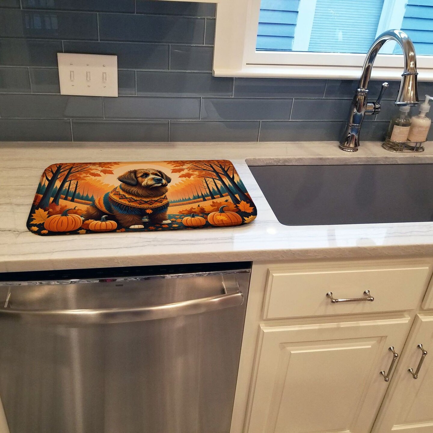 Edge Collections - 14" x 22" - Multicolor - Briard Dish Drying Mat - 1 Piece