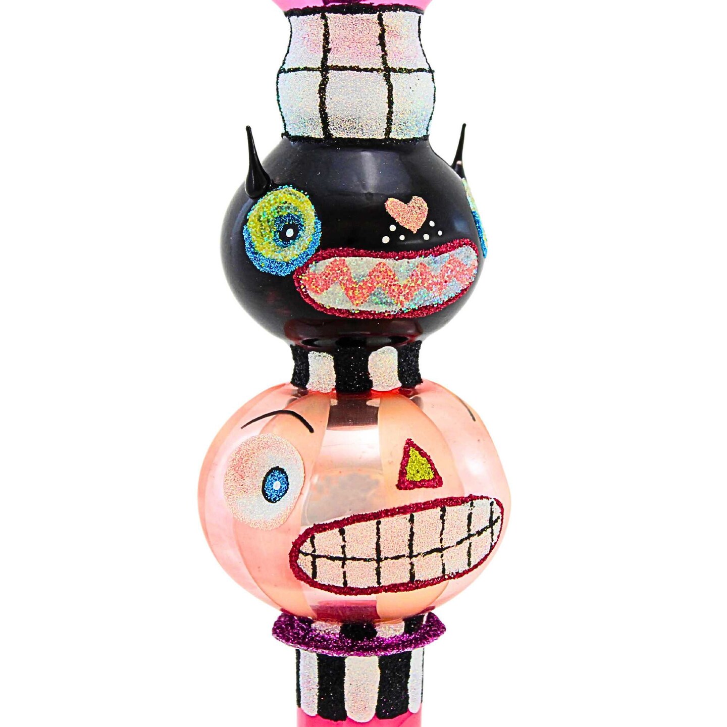 Christina's World 16.0 Inch Glass Fantasy Fright Finial Halloween Tree Topper , Halloween Decor Halloween Topper Bat
