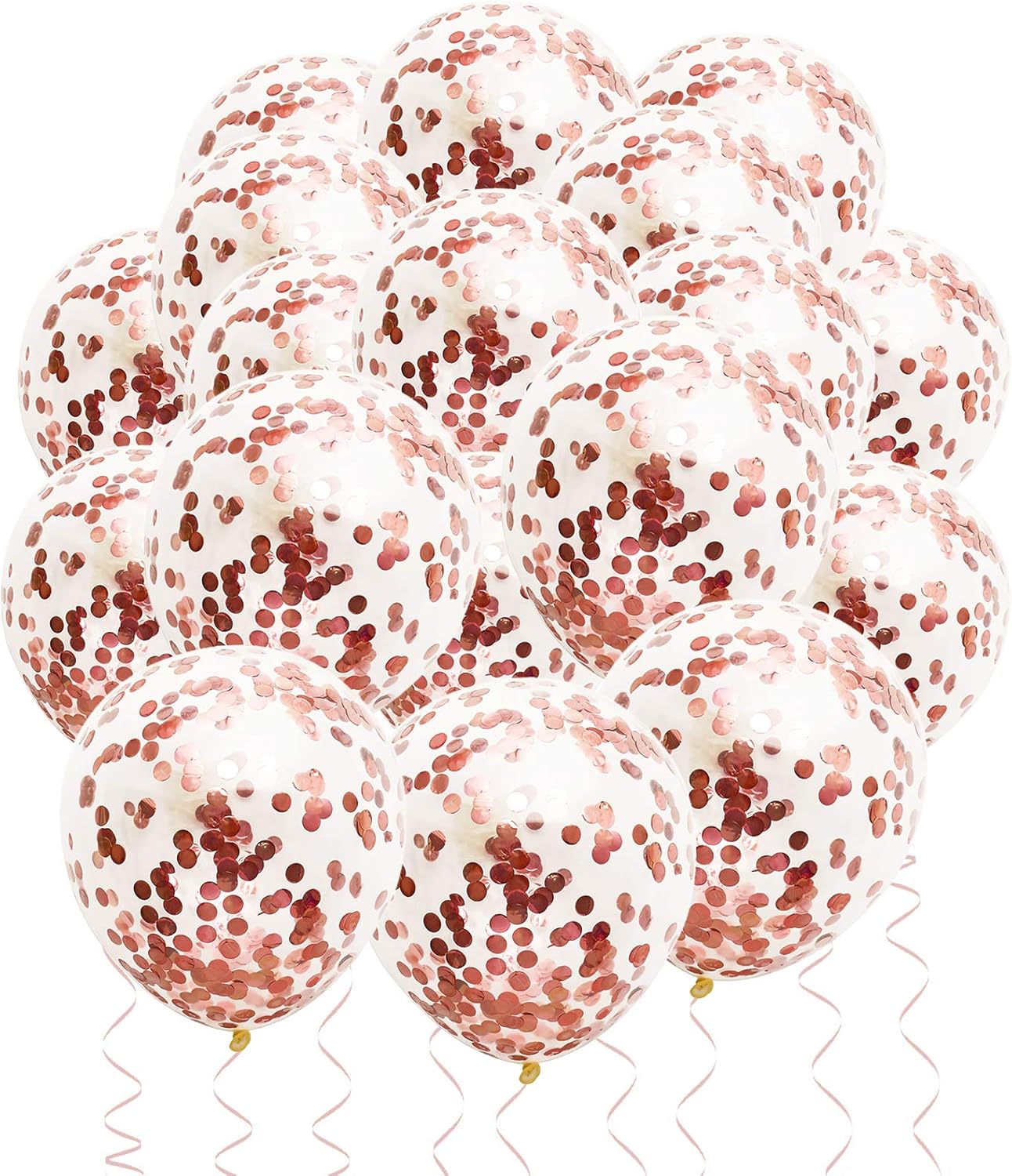 25 Pcs Thickened 12 Inch Clear Latex Balloon (Rose Gold Confetti Balloons)