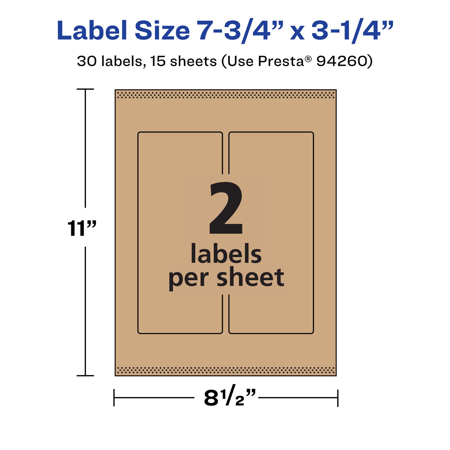 Avery Kraft Brown Rectangle Labels with Sure Feed, 7.75" x 3.25"