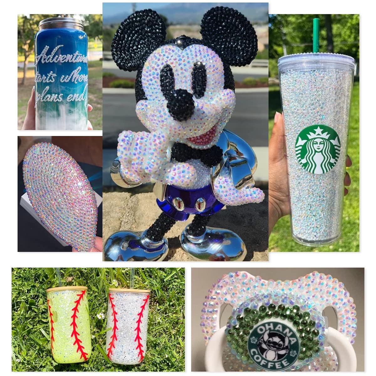 qiipii White AB Resin Flatback Rhinestone for Tumblers Crafting 2mm 3mm 4mm 5mm 6mm Flatback Jelly Stones Gems Diamonds for Face Eyes Makeup Mugs Bottles DIY Crafts Decor Clothes Shoes Phones Bookes