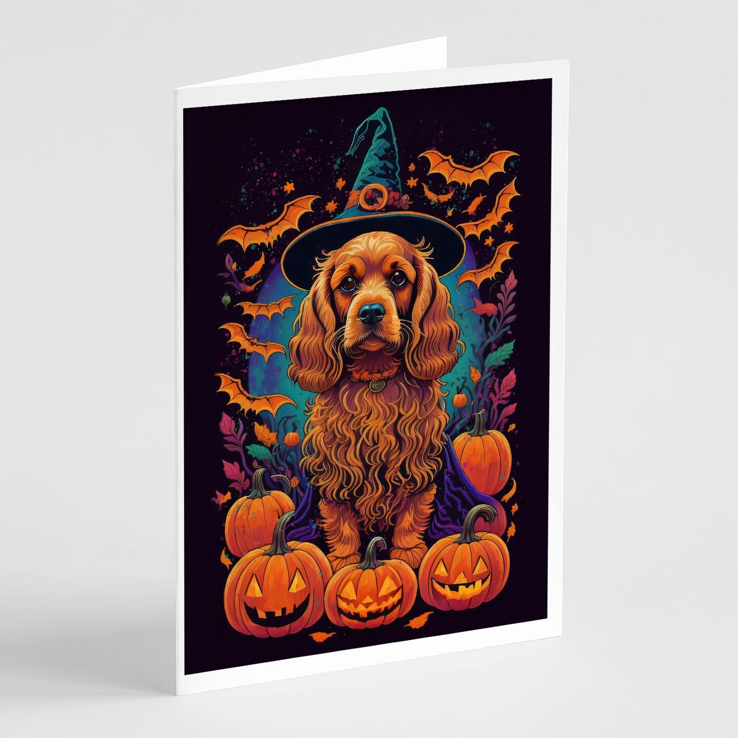 Edge Collections - 5" x 7" - Multicolor - Cocker Spaniel Witchy Halloween Greeting Cards - 8 Pieces
