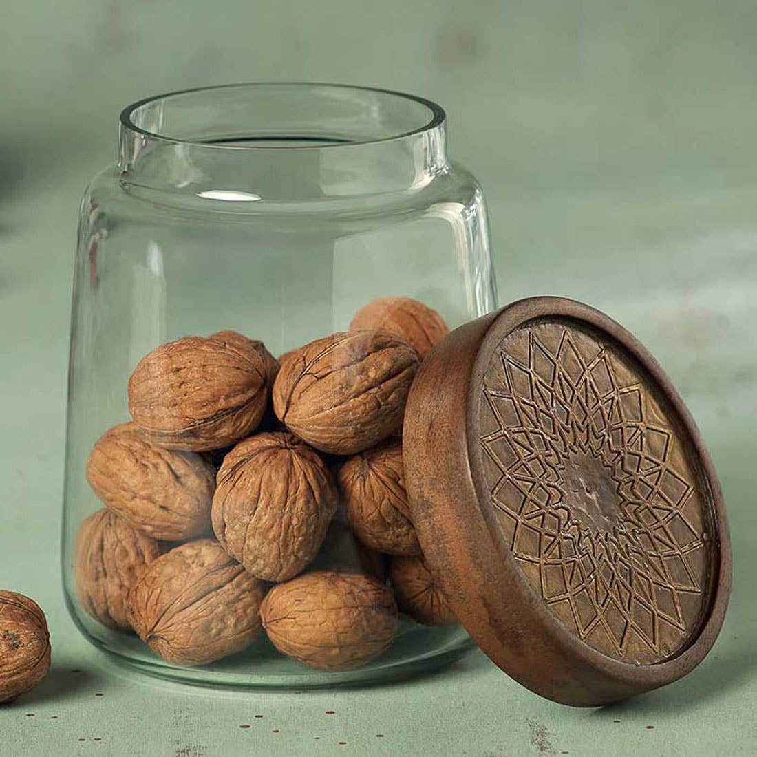 Clear Glass Jar with Metal Cladding Lid - Stylish & Practical Storage Solution