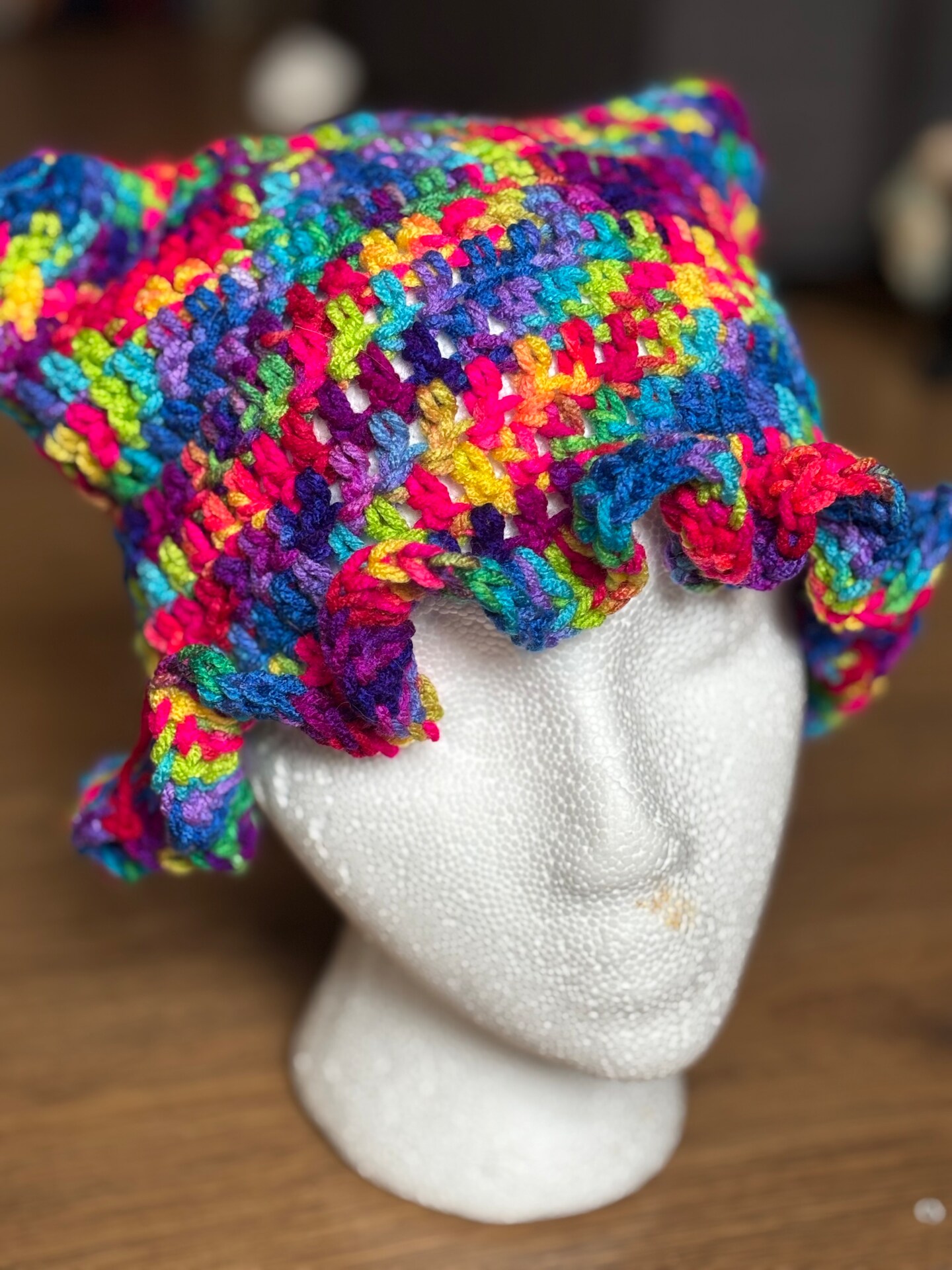 Crochet Ruffle Cat Beanie | MakerPlace by Michaels