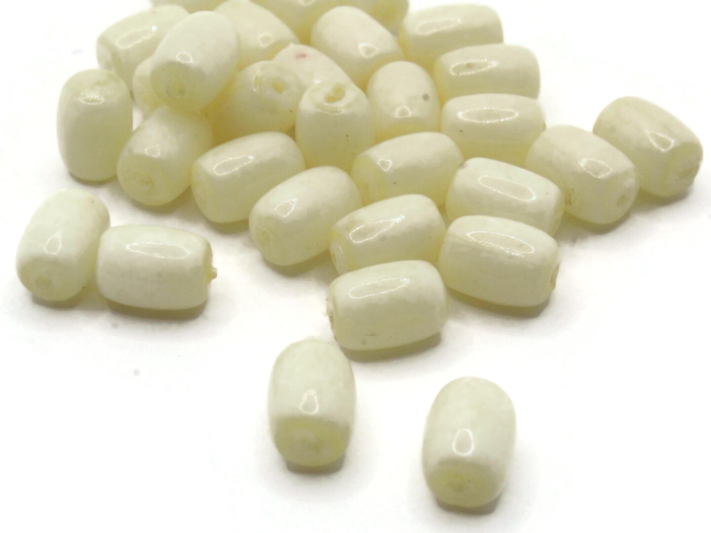 30 10mm Pale Yellow Vintage Acrylic Tube Beads