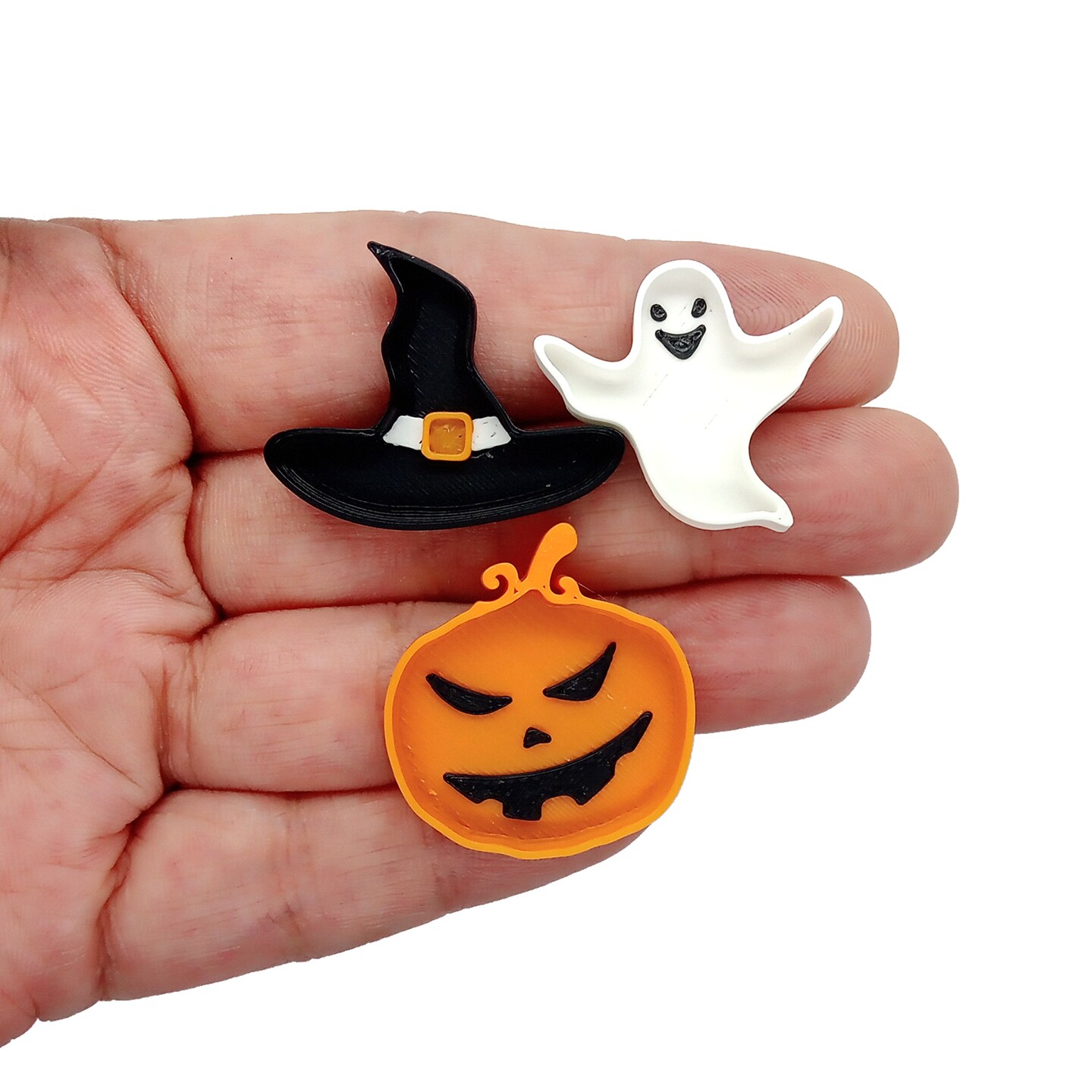 Tiny Halloween Plates for 1:12 Scale Dollhouse Decor, 3 pcs, Witch Hat Pumpkin &#x26; Ghost, Adorabilities