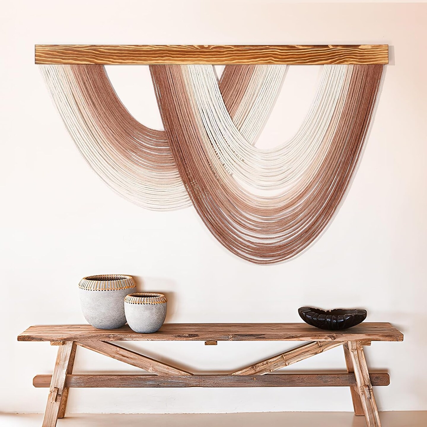 Boho Dip Dye Macrame Wall Hanging Large Tie Dye Tapestry Handmade Ombre Woven Wall Art Decor for Living Room Bedroom 43&#x22; W x 28&#x22; L