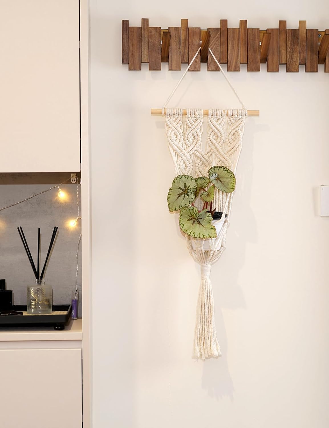Macrame Plant Hanger, Hanging Wall Planters for Indoor Outdoor Plants, Hanging Planter Holder for Flower Pots &#x26; Baskets, Boho Macrame Wall Hanging Art Tapestry (Pots not Included)