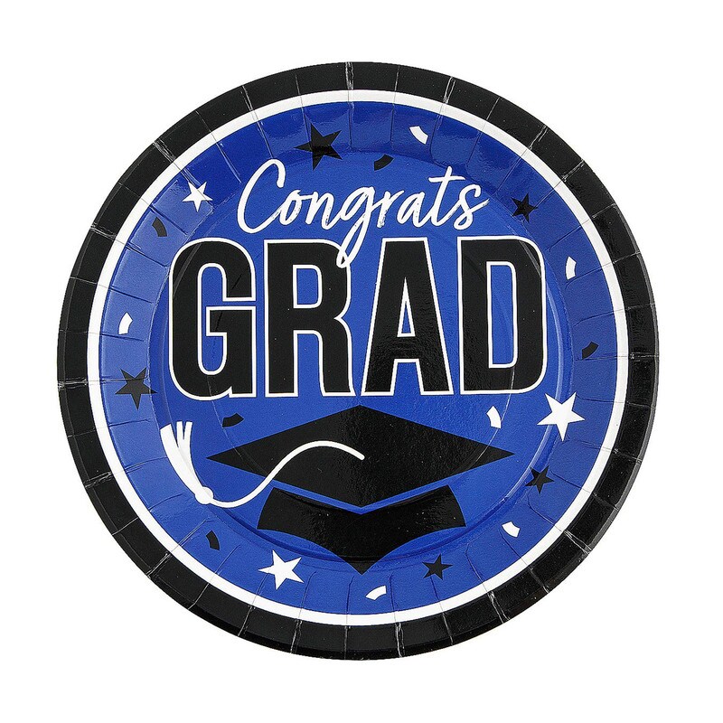 Congrats Grad Round Paper Dinner Plates 9 Inch 25 Count Graduation Party Tableware