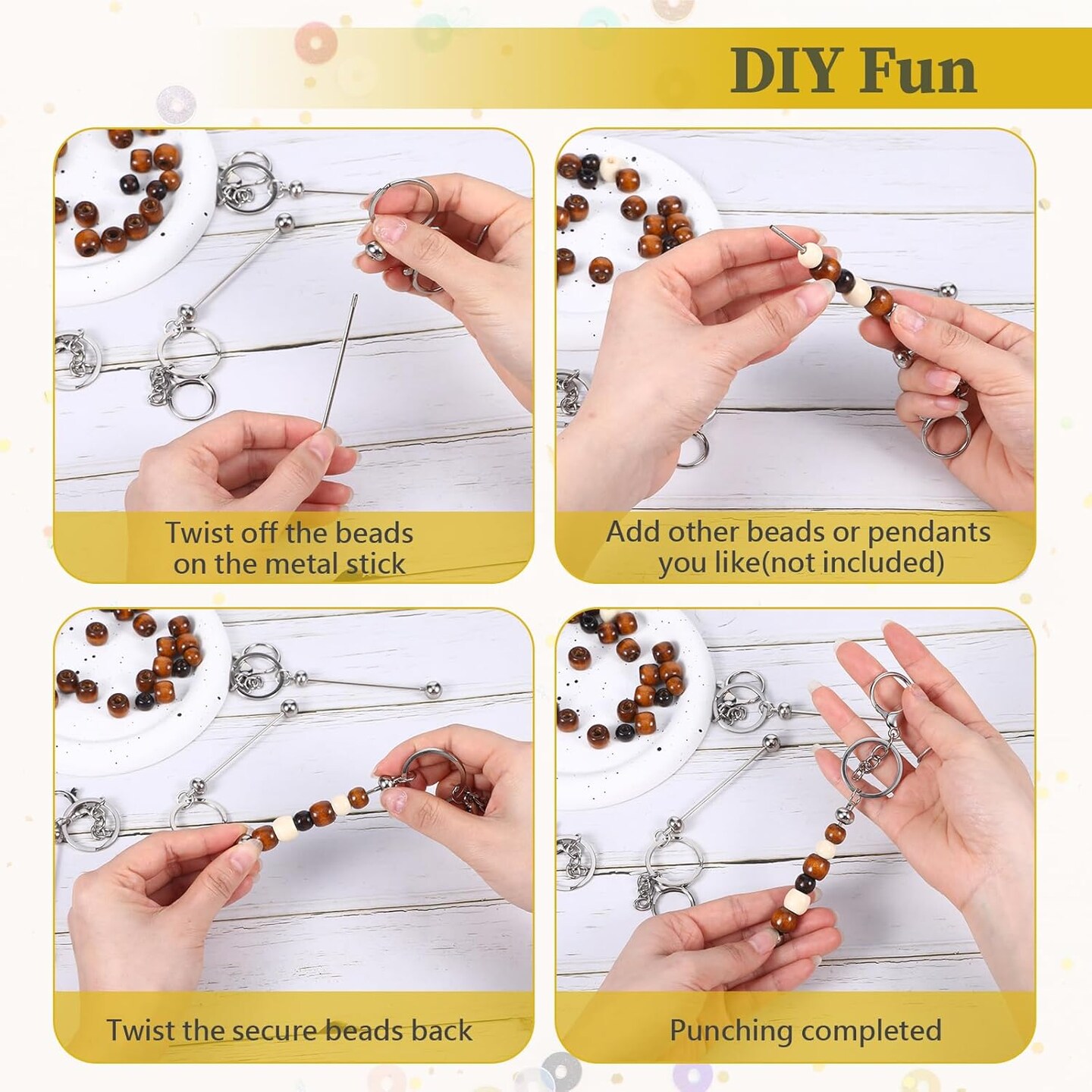 24 Pcs Metal Beadable Keychains, Blank Keychain Making Kit for Craft DIY Gifts,Creative Deaded Keychain Gifts for Women Men,Beadable Keychains Bars DIY for Beads