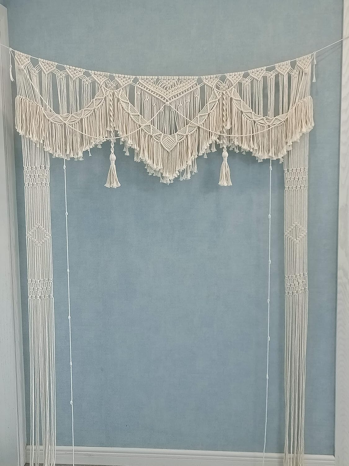 Large Macrame Wall Hanging Boho Wedding decor For Arbor/Arch Doorway Curtain Photo Backdrop Bohemian Home Geometric Art Decor Beautiful Room Decoration -55&#x22; W x 78&#x22; L