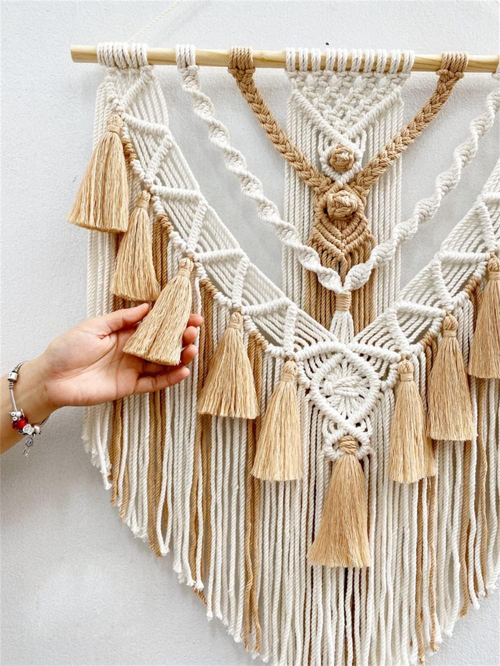 Hanging Macrame Tapestry Woven Boho Wall Art Handmade Macrame Tapestry Home Wall Decor Wall Pediment