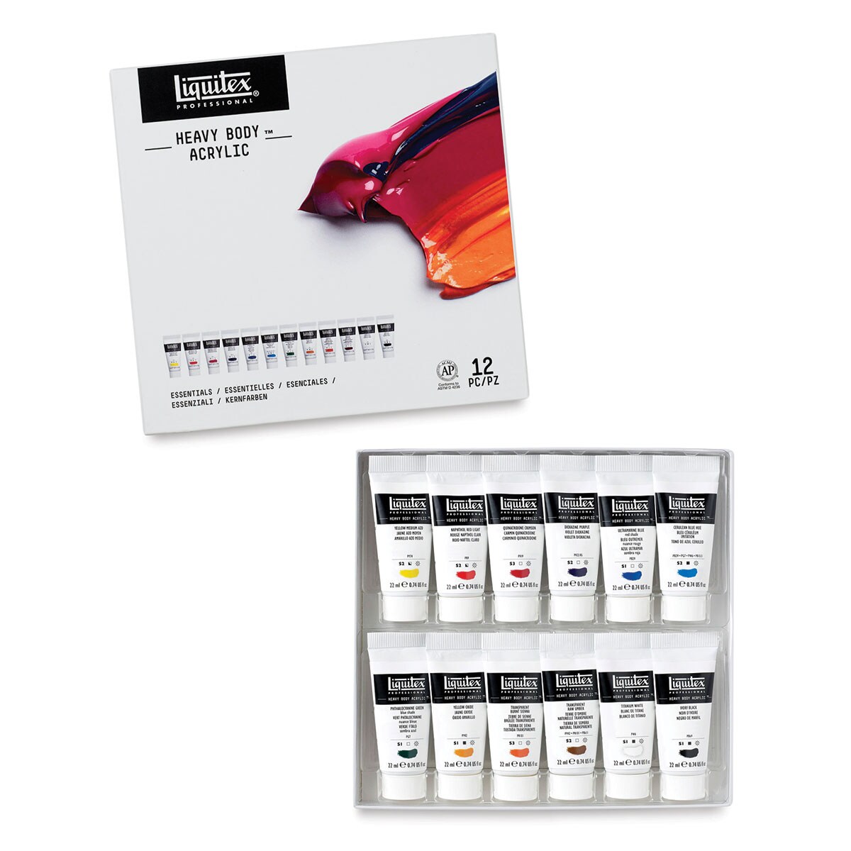 Liquitex Professional Heavy Body Acrylics - Set of 12, Essential Colors, 22 ml