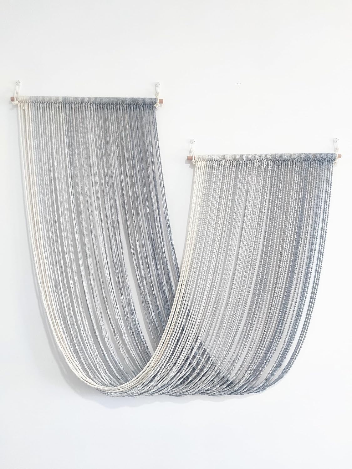 Macrame Wall Hanging Tie-Dye Yarn Tapestry Boho Home Decor 52&#x22; Wx34 L, Grey