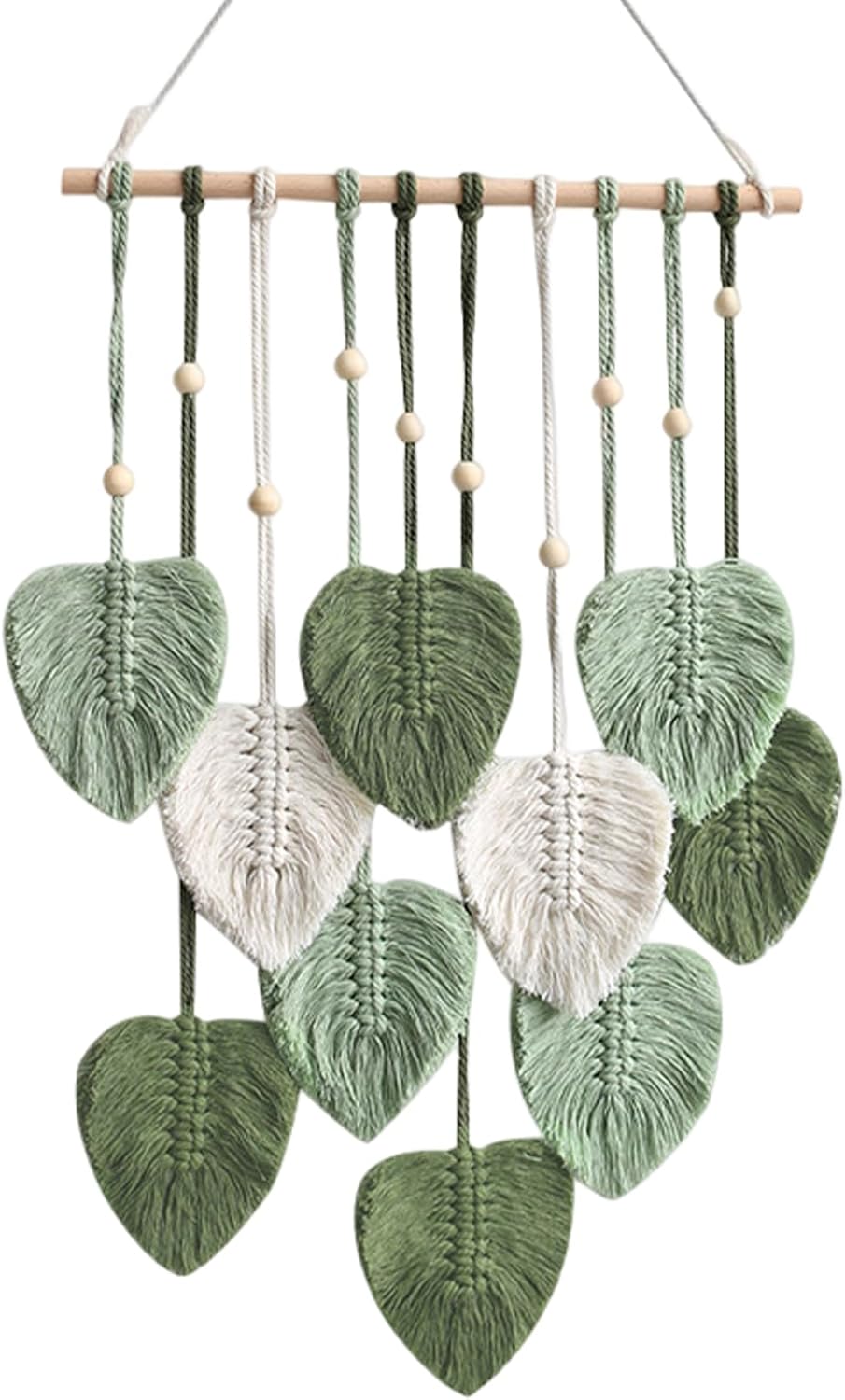 Macrame Wall Hanging Leaves,Hand-Woven Cotton Rope Leaf Tapestry For Nursery Bedroom Living Room