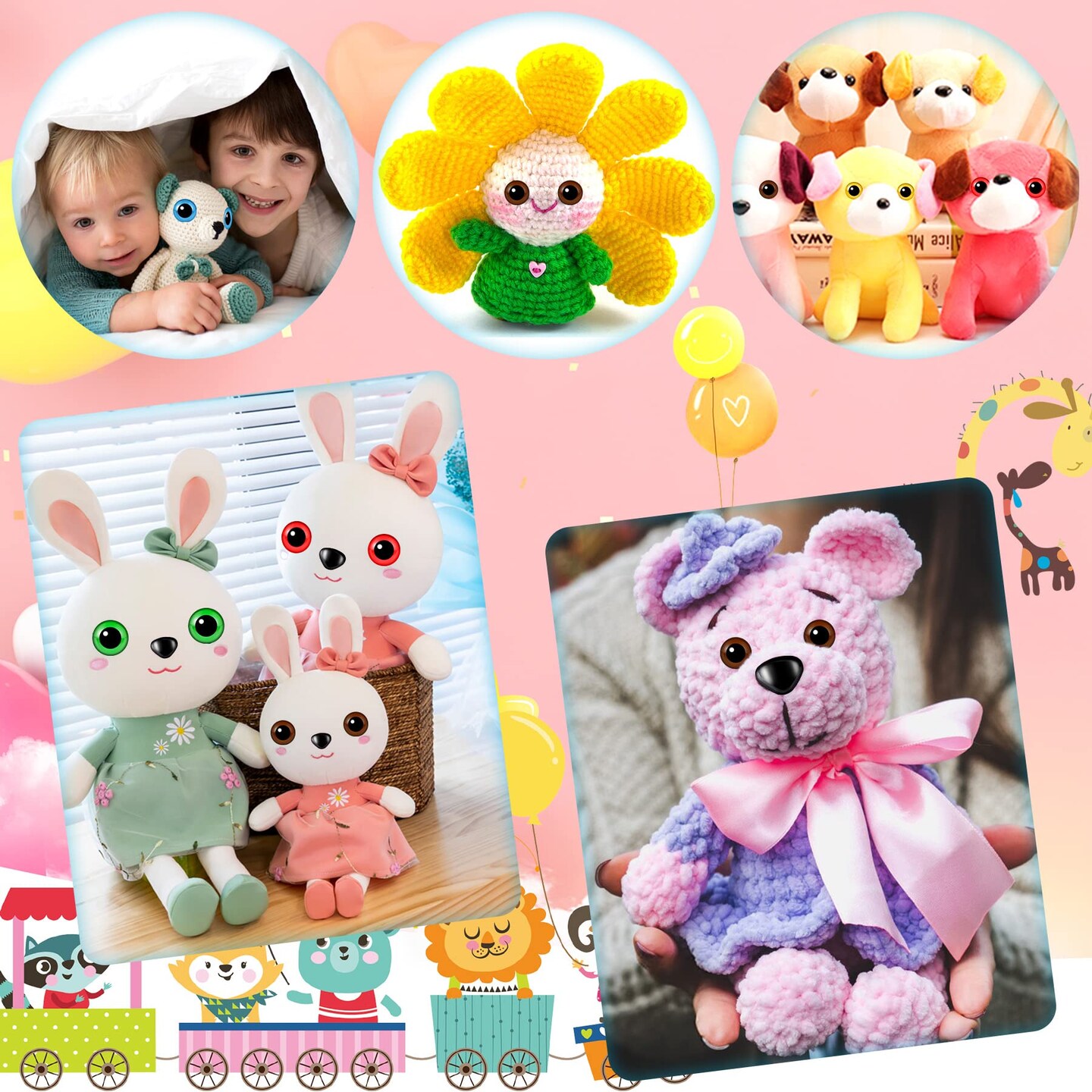 UPINS 180 Pieces 12-30 mm Large Safety Eyes and Nose with Washers for Amigurumi Stuffed Animal Eyes Plastic Craft Doll Crochet Eyes for DIY of Puppet, Bear, Toy Making Supplies (Assorted Colors)