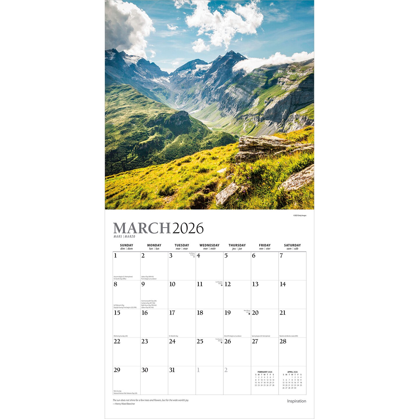 Inspiration | 2026 12 x 24 Inch (Hanging) Monthly Square Wall Calendar | Foil Stamped Cover