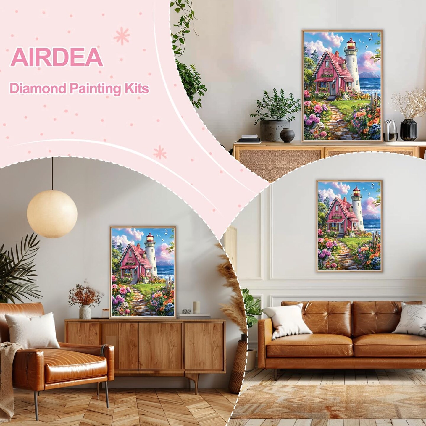 Diamond Art Paintings Kits for Adults (pink green blue) 16 x 12 x 0.3 inches