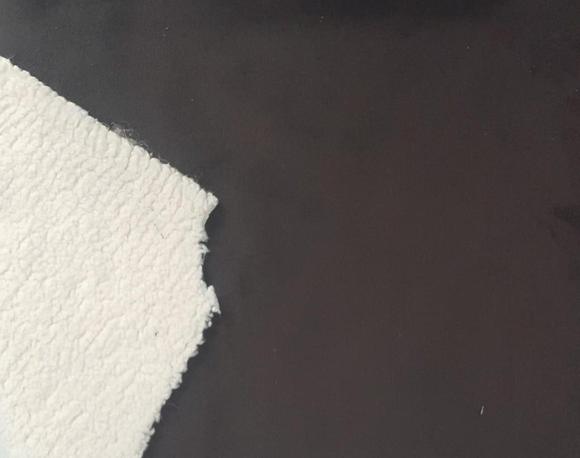 1 Yard Brown Vegan Suede with Ivory Sherpa Fleece Knit Double-Sided Fabric