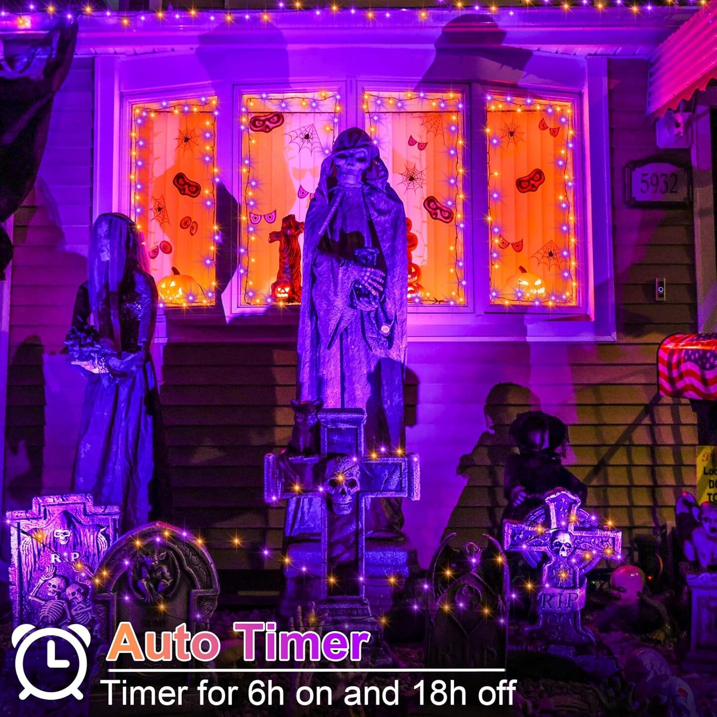 4 Pack Orange Purple Halloween String Lights (&#x9;Purple &#x26; Orange String Lights)
