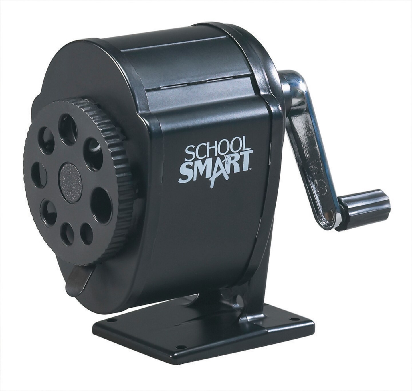 School Smart Manual Classroom Pencil Sharpener, Multi-Hole Design, Black