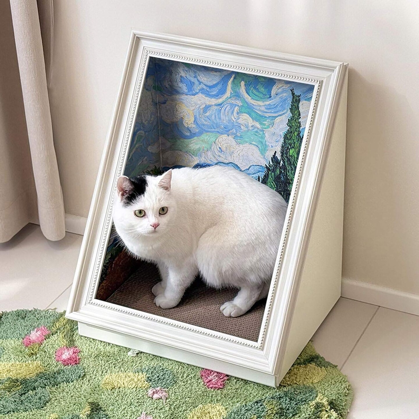 Art Frame Cat Scratch House Oil Painting Cardboard Cat Cave Indoor Scratcher 16.92&#x22;x12.60&#x22;x20.86&#x22;