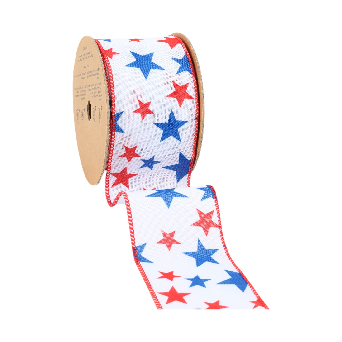 LaRibbons 2 1/2" Wired Ribbon | Red/White/Blue Stars | 10 Yard Roll