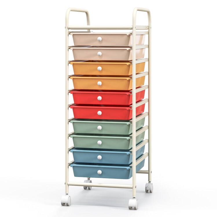 Steel Storage Cart Organizer with Drawers and Wheels