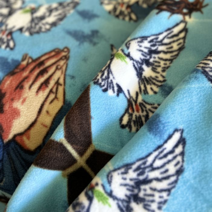 Holy Prayers for Peace Anti-Pill Premium Fleece Fabric | By The Yard