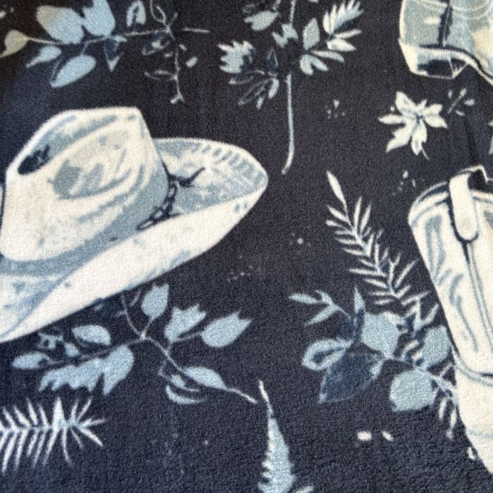Country Cowboy Boots and Hats Anti-Pill Premium Fleece Fabric | By The Yard